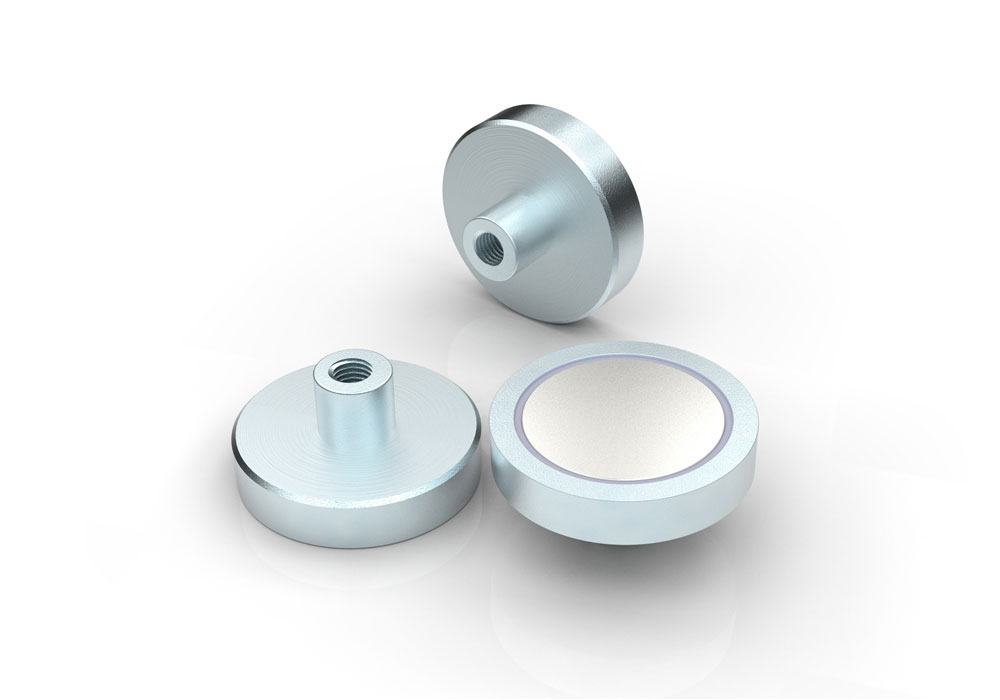 NdFeB Flat Pot Magnet with Threaded Bush